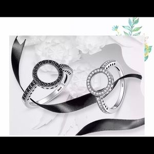 925 Sterling Silver Halo Circle Cute Eternity Ring